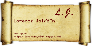 Lorencz Jolán névjegykártya