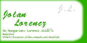 jolan lorencz business card